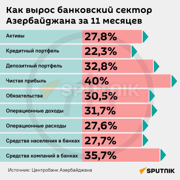 Инфографика: Как вырос банковский сектор Азербайджана за 11 месяцев - Sputnik Азербайджан
