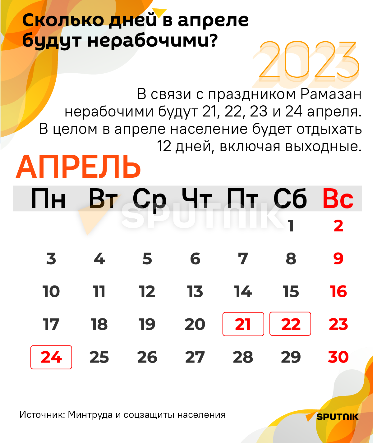 Инфографика: Сколько дней в апреле будут нерабочими? - Sputnik Азербайджан