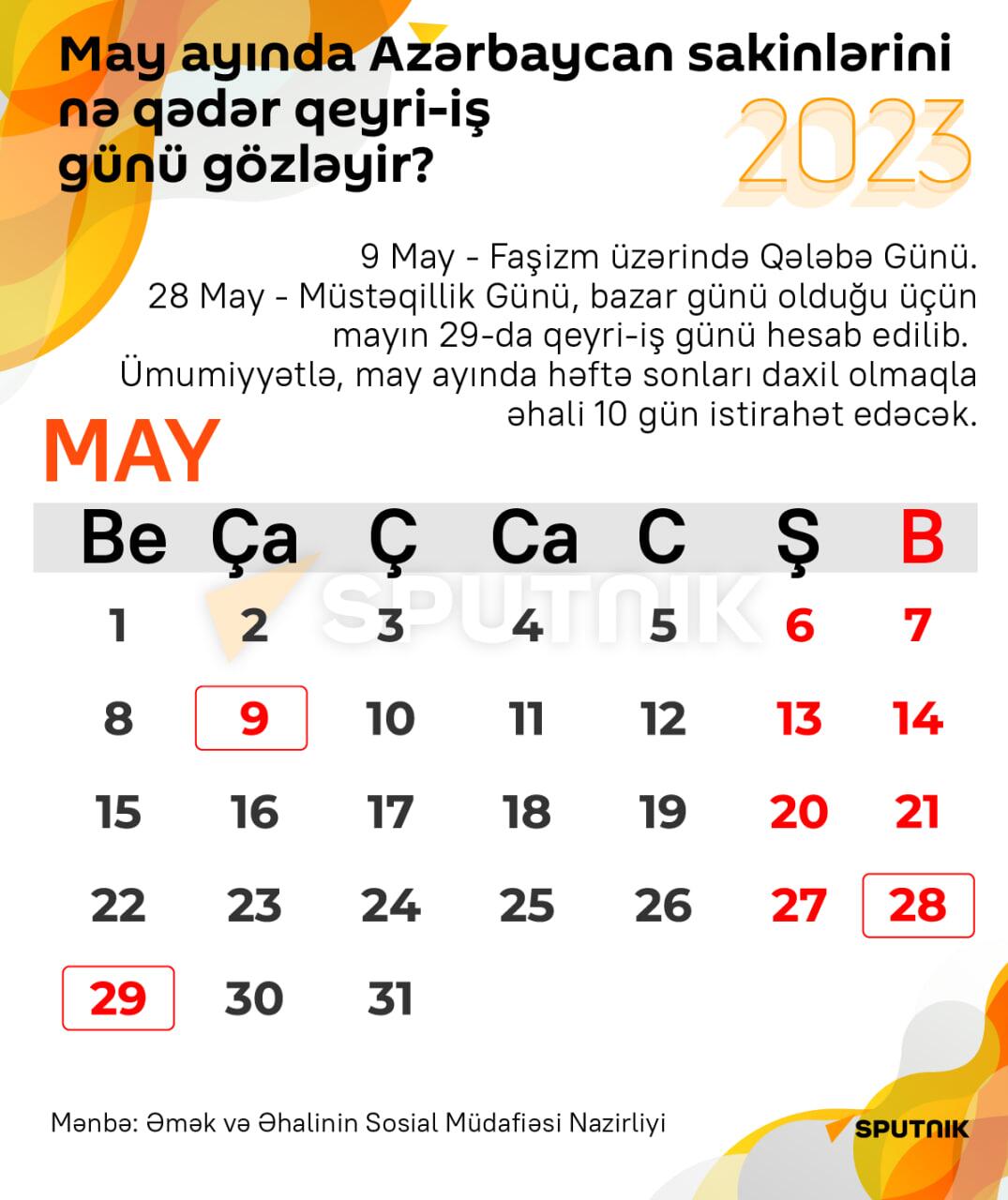 İnfoqrafika: May ayında qeyri-iş günləri - Sputnik Azərbaycan