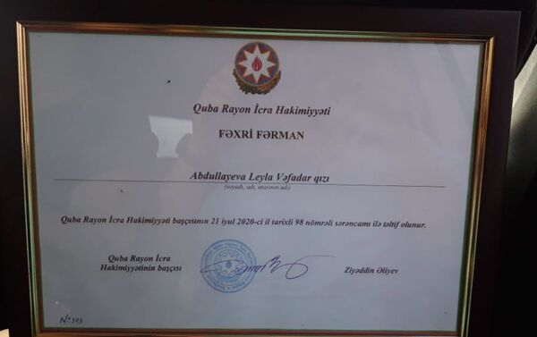Sputnik Azərbaycan-ın bölgə müxbiri Leyla Abdullayevanın diplomu - Sputnik Azərbaycan