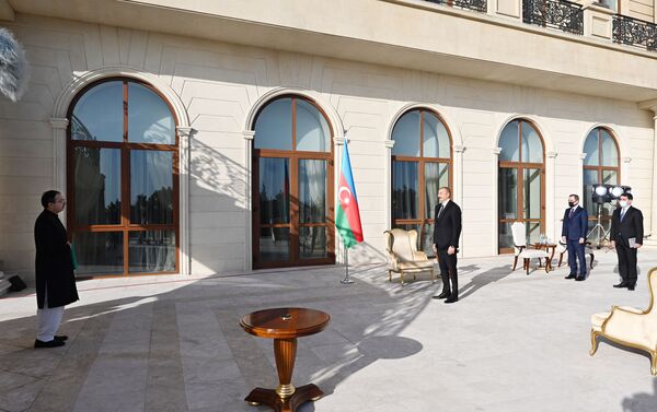 Президент Азербайджана Ильхам Алиев в ходе встречи с новоназначенным чрезвычайным и полномочным послом Пакистана в АР Билалом Хайи - Sputnik Азербайджан