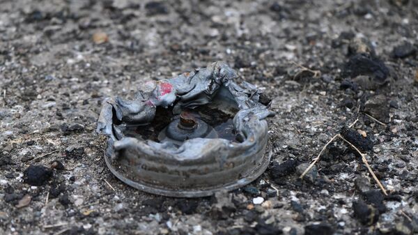 Противотанковая мина на обочине дороги в Карабахе, фото из архива - Sputnik Азербайджан