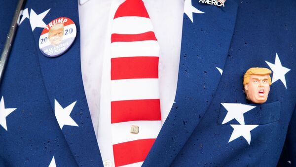  Значки на костюме в цветах государственного флага США сторонника президента США Дональда Трампа. Архивное фото. - Sputnik Азербайджан