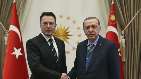 Президент Турции Реджеп Тайип Эрдоган и основатель компании SpaceX Илон Маск - Sputnik Азербайджан