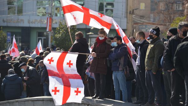 Акция протеста оппозиции в Грузии - Sputnik Azərbaycan