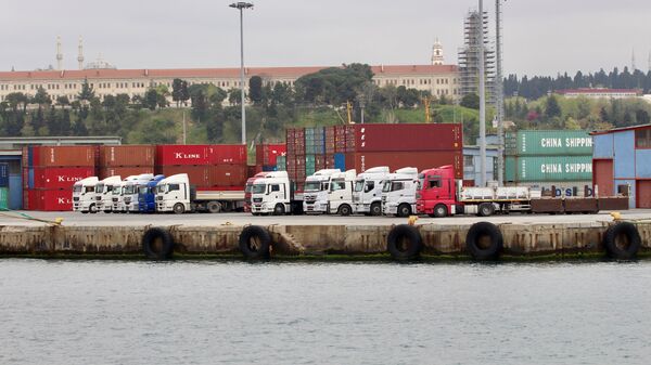 Грузовики в порту Хайдарпаша в Стамбуле, Турция, фото из архива - Sputnik Азербайджан