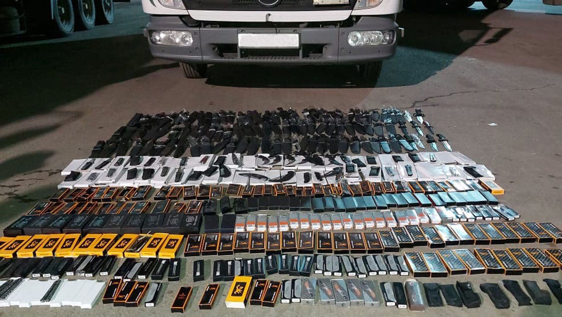 Нескольких сотен ножей обнаруженные в автомобиле грузинского гражданина - Sputnik Азербайджан, 1920, 28.04.2021
