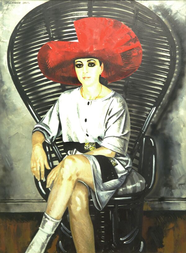 Картина Варвара в красной шляпе художника Таира Салахова (Москва, 2005 г.) - Sputnik Azərbaycan