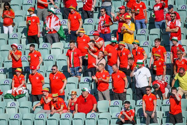 Болельщики на трибунах Бакинского олимпийского стадиона во время матча между сборными Швейцарии и Уэльса - Sputnik Азербайджан