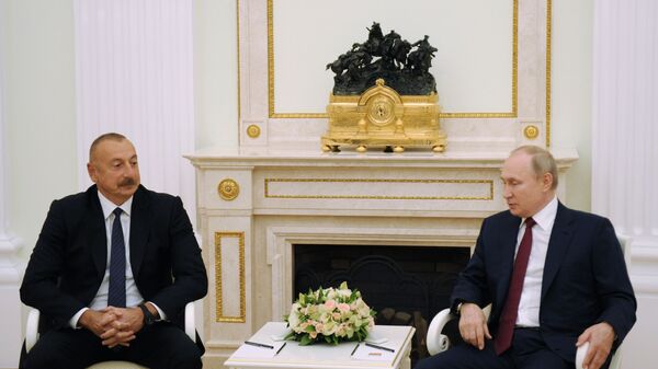  Azərbaycan Prezidenti İlham Əliyev və Rusiya Prezidenti Vladimir Putin, 20 iyul 2021-ci il. - Sputnik Azərbaycan
