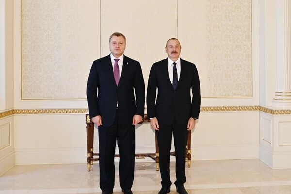Президент Ильхам Алиев и губернатор Астраханской области Игорь Бабушкин - Sputnik Азербайджан