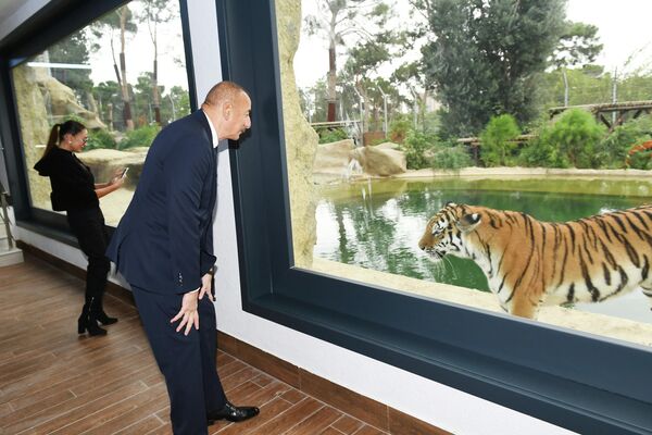 Ильхам Алиев и Мехрибан Алиева на открытии Бакинского зоопарка. - Sputnik Азербайджан