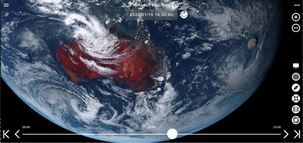 Извержение подводного вулкана Тонга на снимке, сделанном японским метеорологическим спутником Himawari-8. - Sputnik Азербайджан
