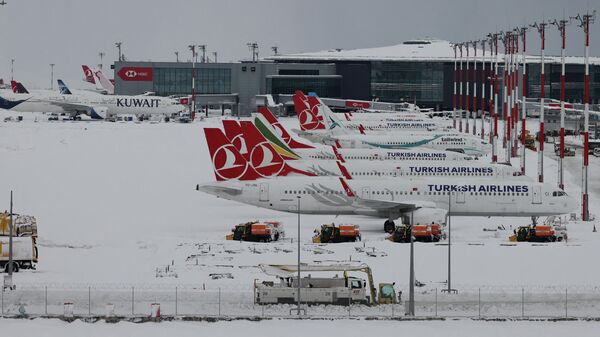 Общий вид самолетов в аэропорту Стамбула - Sputnik Азербайджан