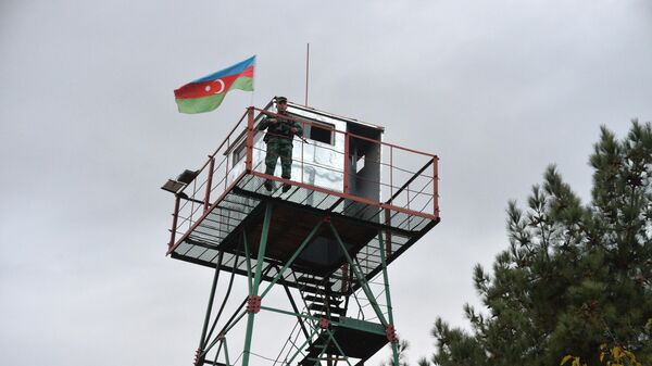 Азербайджанские пограничники на пограничной заставе Миндживан в Зангиланском районе - Sputnik Азербайджан