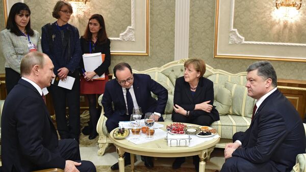 Переговоры лидеров России, Германии, Франции и Украины в Минске - Sputnik Азербайджан