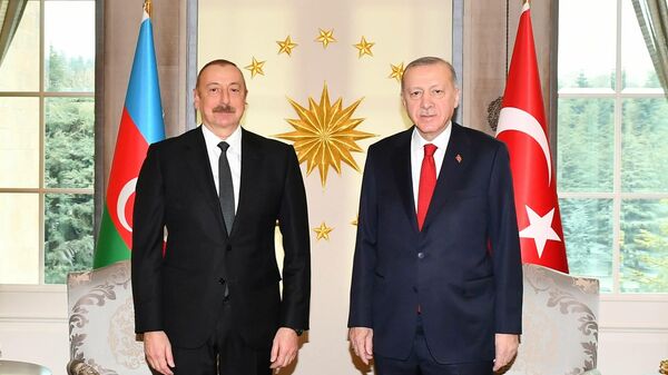 Президент Азербайджана Ильхам Алиев вместе с турецким коллегой Реджепом Тайипом Эрдоганом, фото из архива - Sputnik Азербайджан