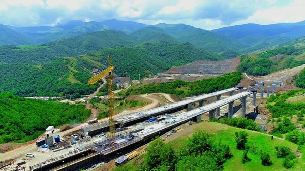 Строительство дороги в Карабахе, фото из архива - Sputnik Азербайджан