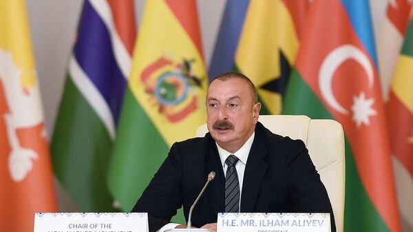 Prezident İlham Əliyev Qoşulmama Hərəkatı Parlament Şəbəkəsinin Bakı konfransında - Sputnik Azərbaycan