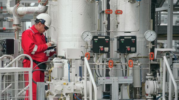 Рабочий проводит проверки по открытию газоперерабатывающего завода в Румынии - Sputnik Azərbaycan