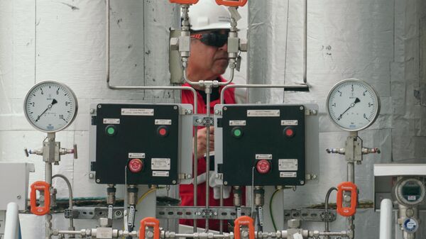 Рабочий проводит проверки по открытию газоперерабатывающего завода в Румынии - Sputnik Азербайджан