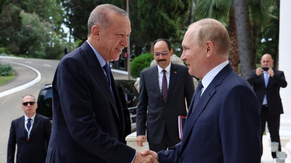 Владимир Путин и Реджеп Тайип Эрдоган, фото из архива - Sputnik Азербайджан