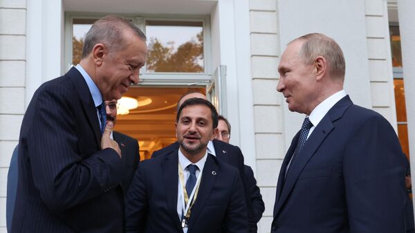 Президент РФ В. Путин провел переговоры с президентом Турции Р. Эрдоганом в Сочи - Sputnik Азербайджан