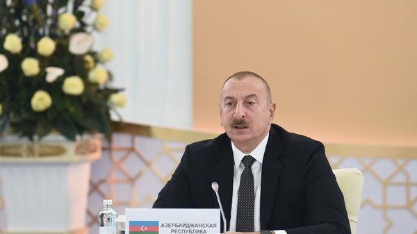Президент Ильхам Алиев в ходе выступления на Саммите СНГ - Sputnik Azərbaycan