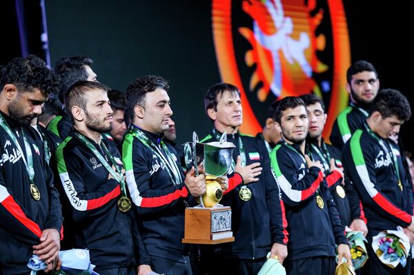 Церемония награждения победителей Кубка мира по греко-римской борьбе в Баку. - Sputnik Азербайджан