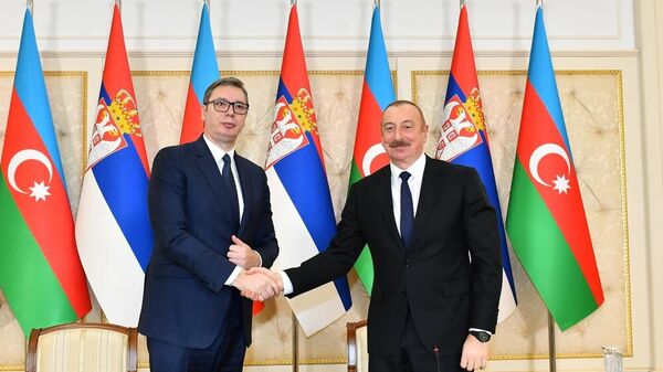 Президент Азербайджанской Республики Ильхам Алиев и Президент Республики Сербия Александар Вучич - Sputnik Azərbaycan