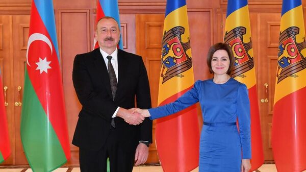 Kişineuda Azərbaycan Prezidenti İlham Əliyevin Moldova Prezidenti Maya Sandu ilə görüşü, arxiv - Sputnik Azərbaycan