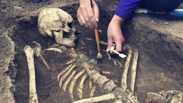Археолог проводит исследование по захоронению человека - Sputnik Azərbaycan
