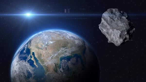 Иллюстрация астероида, вращающегося вокруг Солнца рядом с Землей - Sputnik Азербайджан