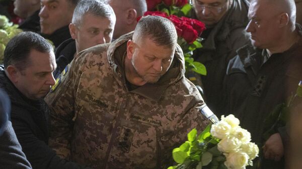Главком ВСУ Валерий Залужный на похоронах - Sputnik Азербайджан