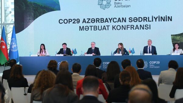 Первая пресс-конференция в штаб-квартире COP29 в Баку - Sputnik Азербайджан