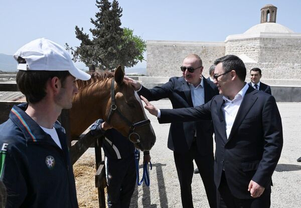 Президент Ильхам Алиев подарил Президенту Садыру Жапарову карабахского скакуна - Sputnik Азербайджан