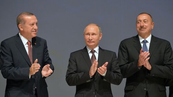 İlham Əliyev, Vladimir Putin və Rəcəb Tayyib Ərdoğan - Sputnik Azərbaycan