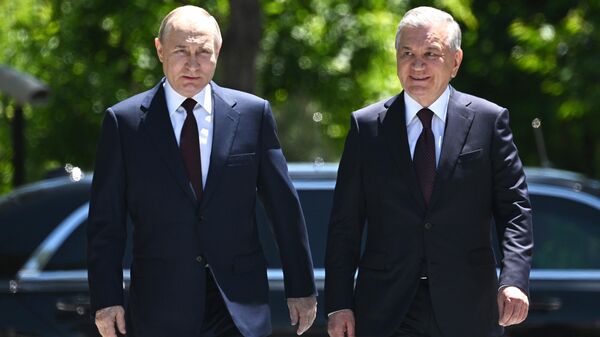 Rusiya prezidenti Vladimir Putin və Özbəkistan prezidenti Şavkat Mirziyoyev - Sputnik Azərbaycan