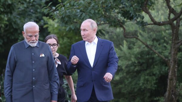 Prezident Vladimir Putin Hindistanın Baş naziri Narendra Modi ilə görüşüb - Sputnik Azərbaycan