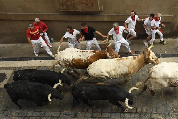 San-Fermin əsasən ensierro ilə - 12 qəzəbli öküzdən qaçışla məşhurdur. - Sputnik Azərbaycan