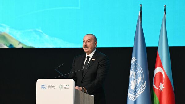 Prezident İlham Əliyev COP29 tədbiri zamanı - Sputnik Azərbaycan