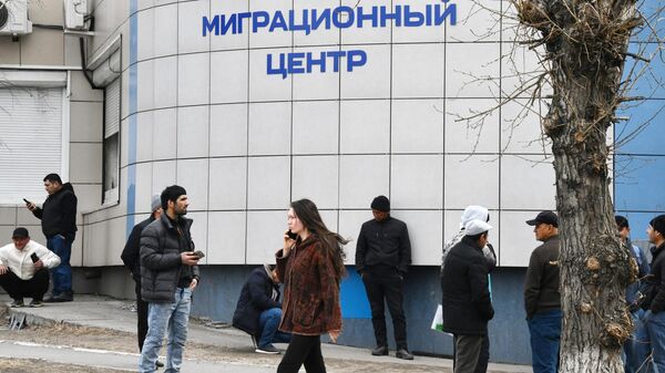 Иностранные граждане возле многофункционального миграционного центра - Sputnik Азербайджан