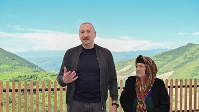 Ильхам Алиев в селе Бёюк Галадереси Шушинского района