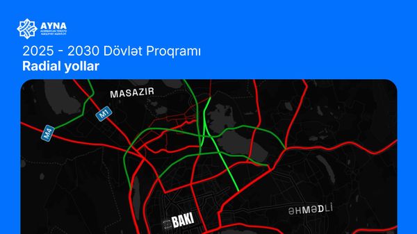 Карта новой будущей автомагистрали Мехдиабад‑Баксол‑Проспект Бунядова - Sputnik Азербайджан