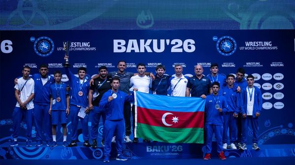 Азербайджанские спортсмены на чемпионате мира U17 по борьбе в Баку.  - Sputnik Азербайджан
