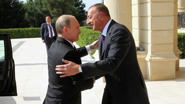 Президент России Владимир Путин и президент Азербайджана Ильхам Алиев - Sputnik Azərbaycan