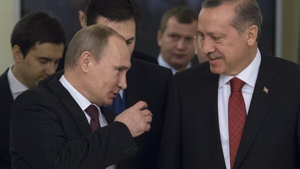 Президент России Владимир Путин (слева) и премьер-министр Турции Реджеп Тайип Эрдоган (справа) - Sputnik Азербайджан