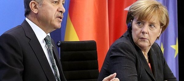 Президент Турции Реджеп Тайип Эрдоган и канцлер Германии Ангела Меркель - Sputnik Азербайджан