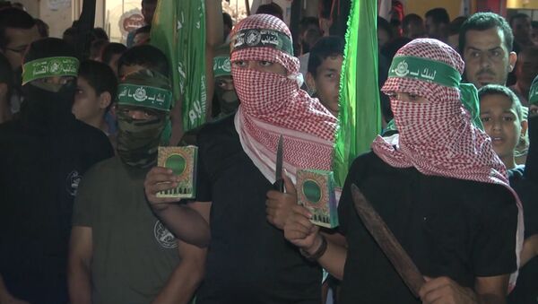 Вооруженные ножами палестинцы митинговали против израильской полиции в Газе - Sputnik Азербайджан