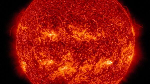 The sun as imaged by the Solar Dynamics Observatory on October 8, 2014 in 304 angstrom extreme ultraviolet light. - Sputnik Азербайджан